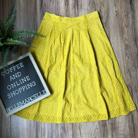 Boden Dresses & Skirts - Boden Yellow Eyelet Tea Length Skirt UK10 US6